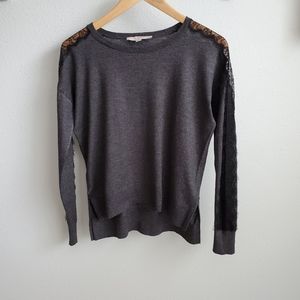 LOFT gray sweater with lace details XS
